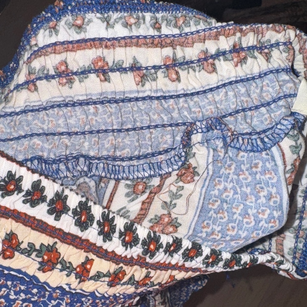 Shosho Blue and Cream Wide Leg Pants - Picture 13 of 13
